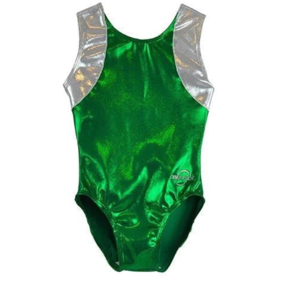 NW5 O3GL055 Obersee Gymnastics dance Leotard Athletic Cross Back Green sz AS